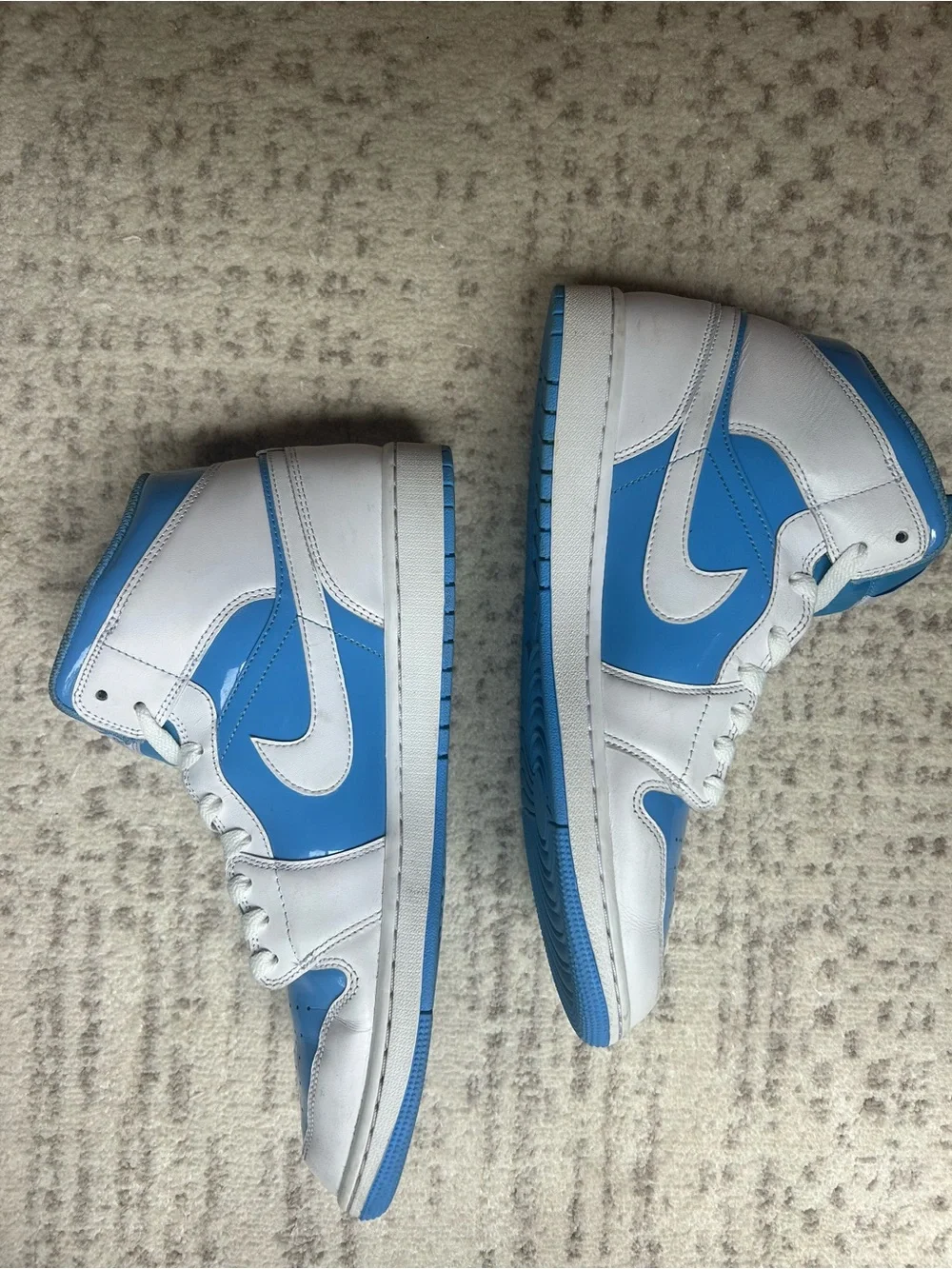 Jordan White and Light Blue High-Top Sneakers